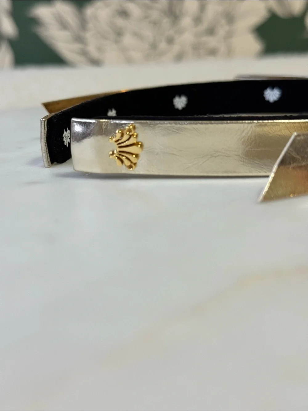 Lele Sadoughi Metallic Gold Slim Headband with Knot Accent NWT